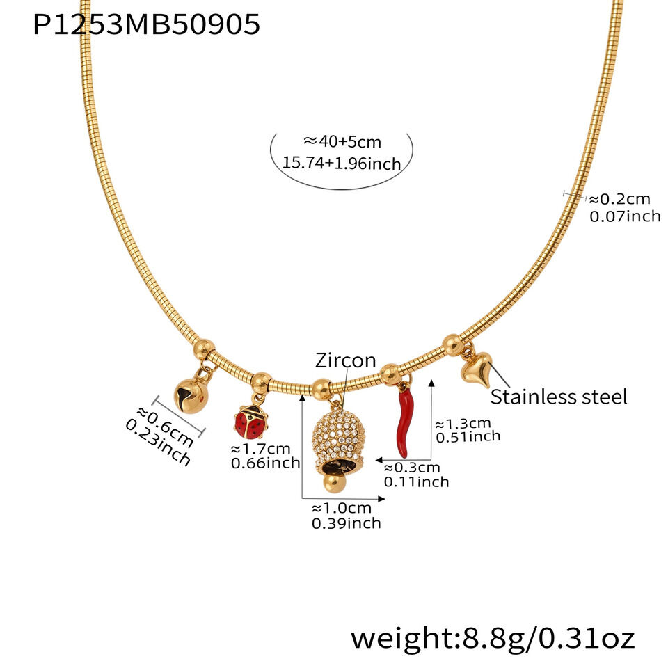 1 Piece Sophisticated Bee Stainless Steel Waterproof Gold Color Zircon Women's Pendant Necklaces