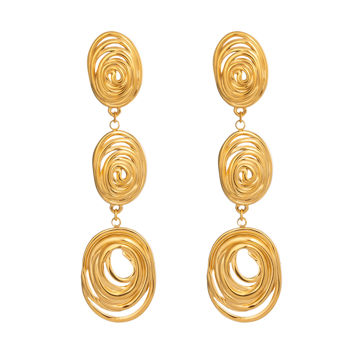 1 paio di orecchini pendenti color oro impermeabili in acciaio inossidabile Immagine5