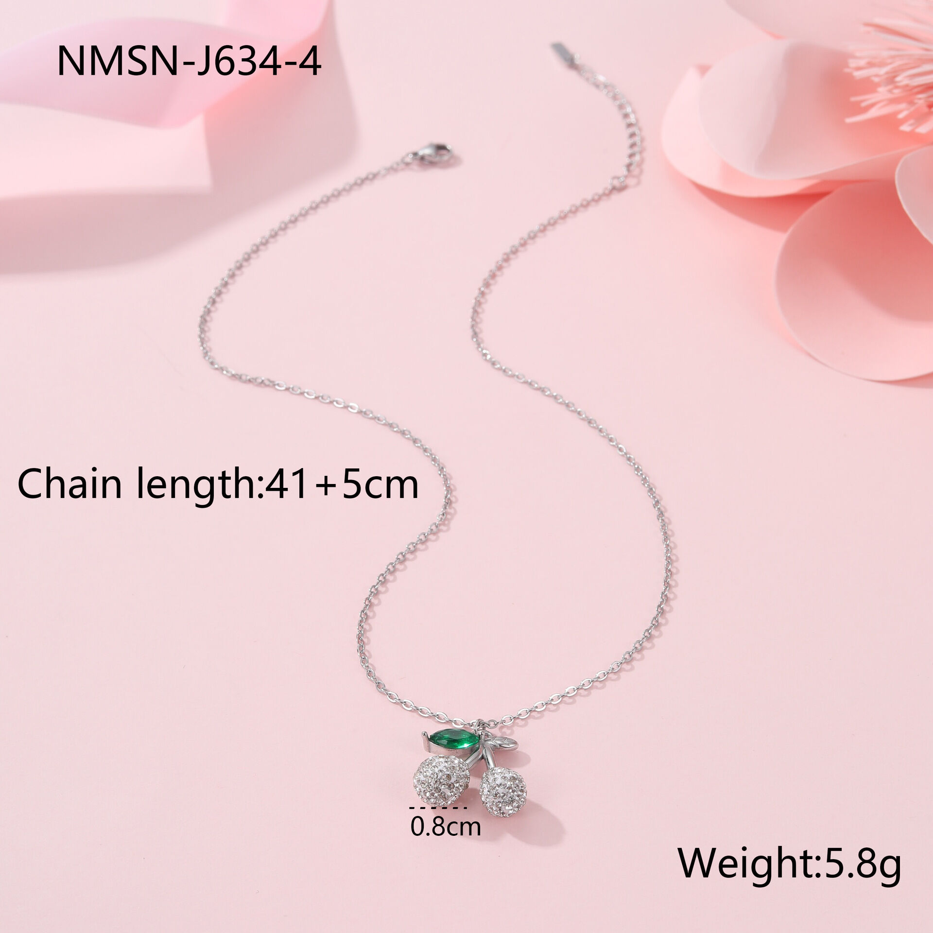 Nmsn-J634-4 Steel And White Diamond Necklace Picture2