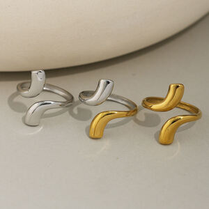 1 Piece Simple Irregular Shape Stainless Steel Waterproof Women's Statement Rings h5 Picture6
