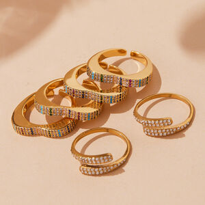 1 Piece Colorful Heart Stainless Steel Waterproof Gold Color Zircon Women's Gemstone Rings h5 Picture2