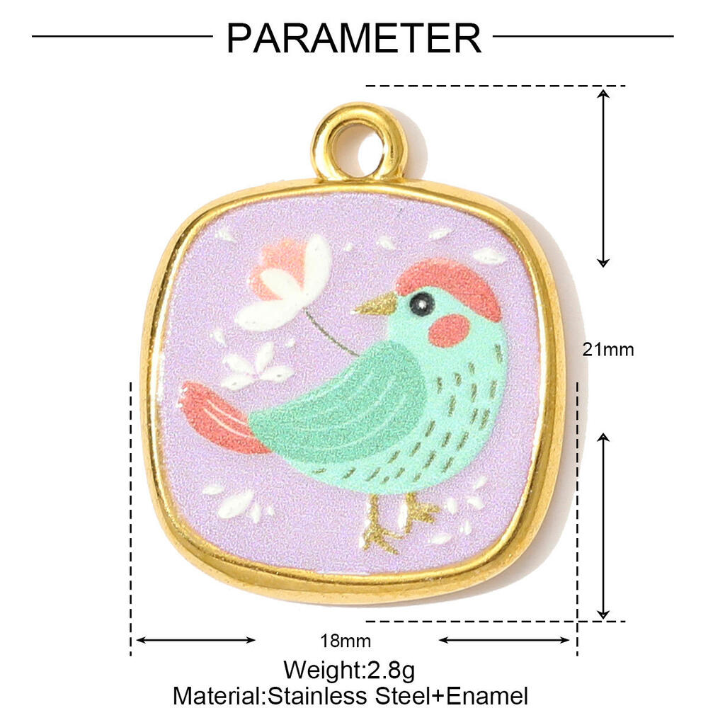 1 Piece Colorful Flower Stainless Steel Waterproof Gold Color Women's Pendants h5Picture2