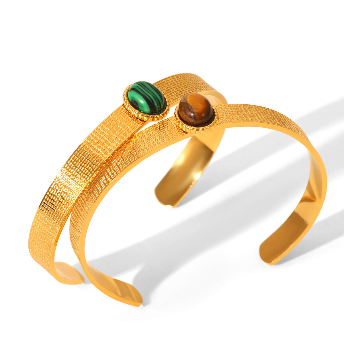 1 Stück luxuriöse, unregelmäßig geformte, wasserdichte Armreifen aus Edelstahl in Goldfarbe für Damen h5 Bild6