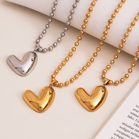 Minimalist Heart Stainless Steel Waterproof Gold Color Women's Pendant Necklaces 2