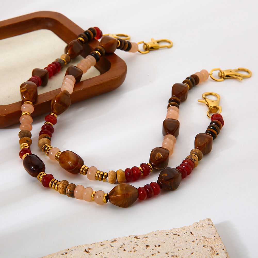 1 Piece Classic Retro Beads Acrylic   Gold Color  Women's Beaded Necklaces