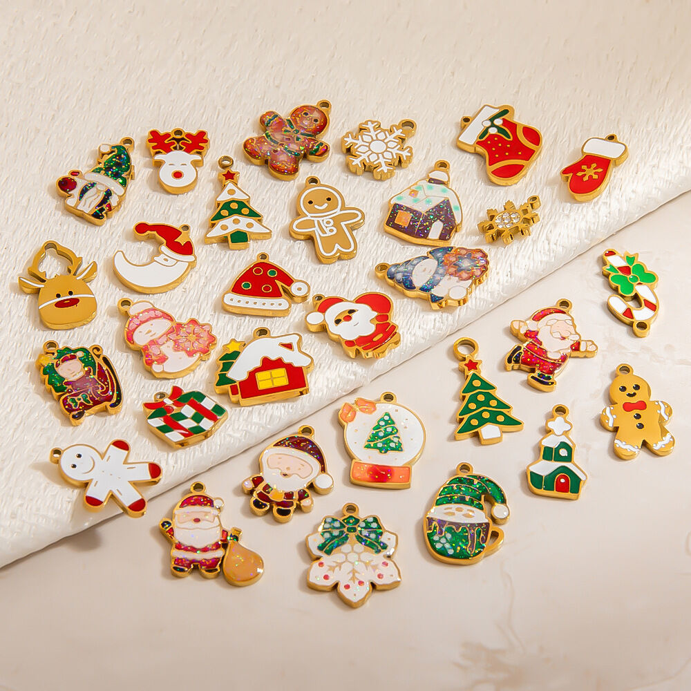 1 Piece Cute Christmas Stainless Steel Waterproof Gold Color Pendant h5 Picture3