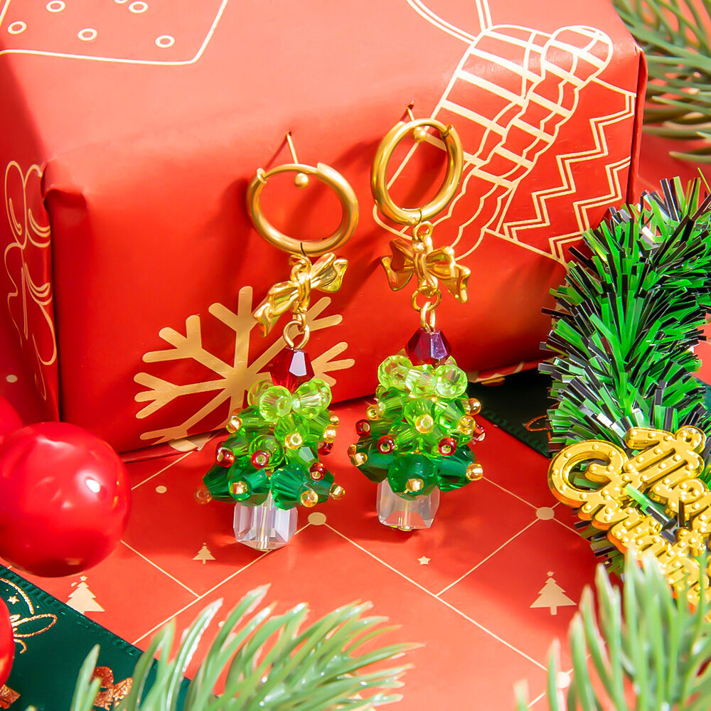 1 Pair  Classic Christmas Plant Stainless Steel Waterproof Women's Drop Earrings 2