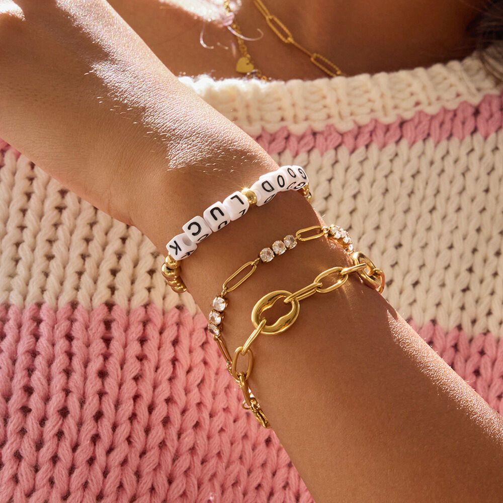 1 Piece Classic Circle Stainless Steel Waterproof Gold Color Women's Chain Bracelets