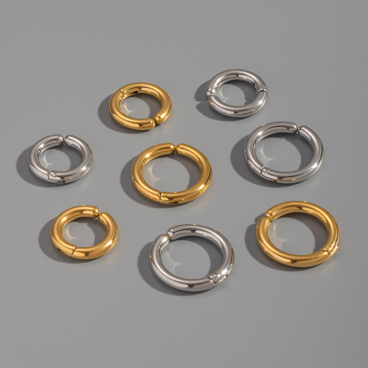 1 Pair Circle Stainless Steel Waterproof Gold Color Ear Cuffs
