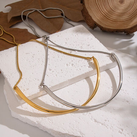 1 Piece Classic Chain Stainless Steel Waterproof Gold Color Pendant Necklace 2