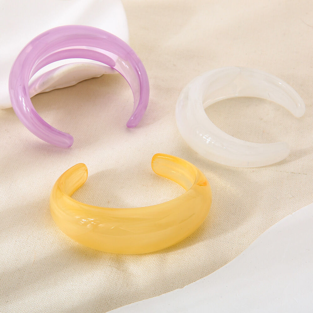 1 Piece Simple Series Sweet Gradient Color Resin Women's Cuff Bracelets Picture4