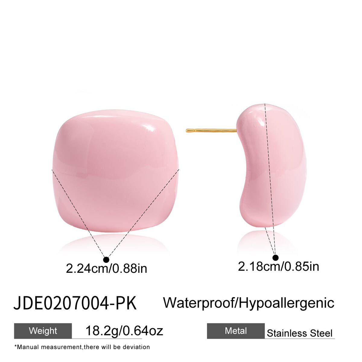 1 paire de boucles d'oreilles puces rectangulaires simples et colorées en acier inoxydable étanche pour femmes h5 Image2