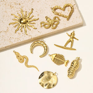 1 Piece Delicate Fish Stainless Steel Waterproof Gold Color Women's Pendants h5 Picture4