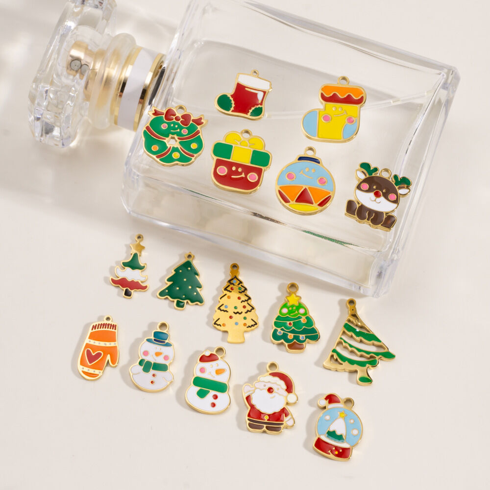 1 Piece DIY Cute Christmas Stainless Steel Waterproof Gold Color Women's Pendants Picture4