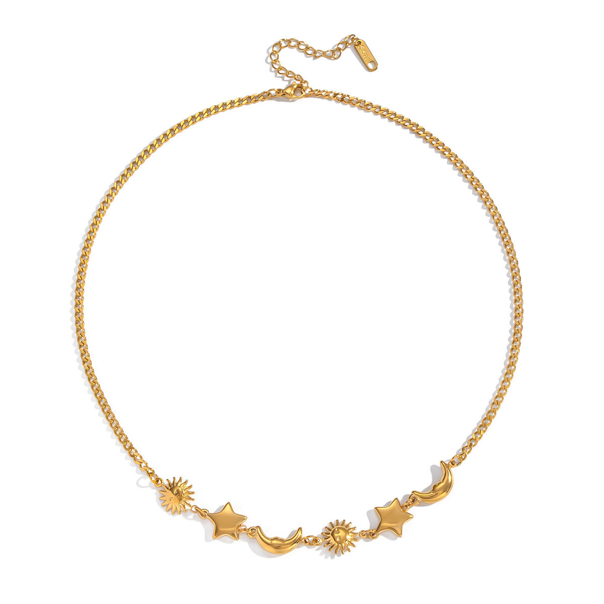 1 Piece Retro Sun Star Moon Stainless Steel Waterproof Gold Color Pendant Necklace Picture5