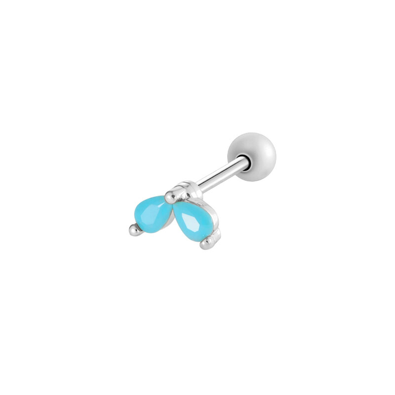 1 Piece Copper Gold Color Natural Stone Piercing Earring
