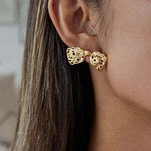 1 Paar romantische, hohle Edelstahl-Ohrstecker in Goldfarbe mit Schleifenmotiv für Damen h5 Bild3