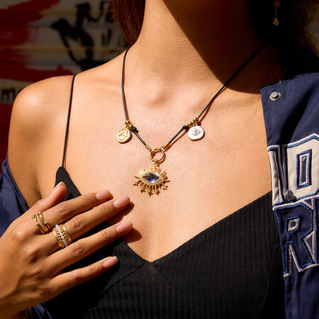 1 Piece Designable Devil's Eye Stainless Steel Waterproof Gold Color Women's Pendant Necklaces