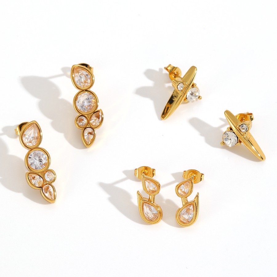 1 Pair Irregular Shape Stainless Steel Waterproof  Gold Color  Stud Earrings h5 Picture3