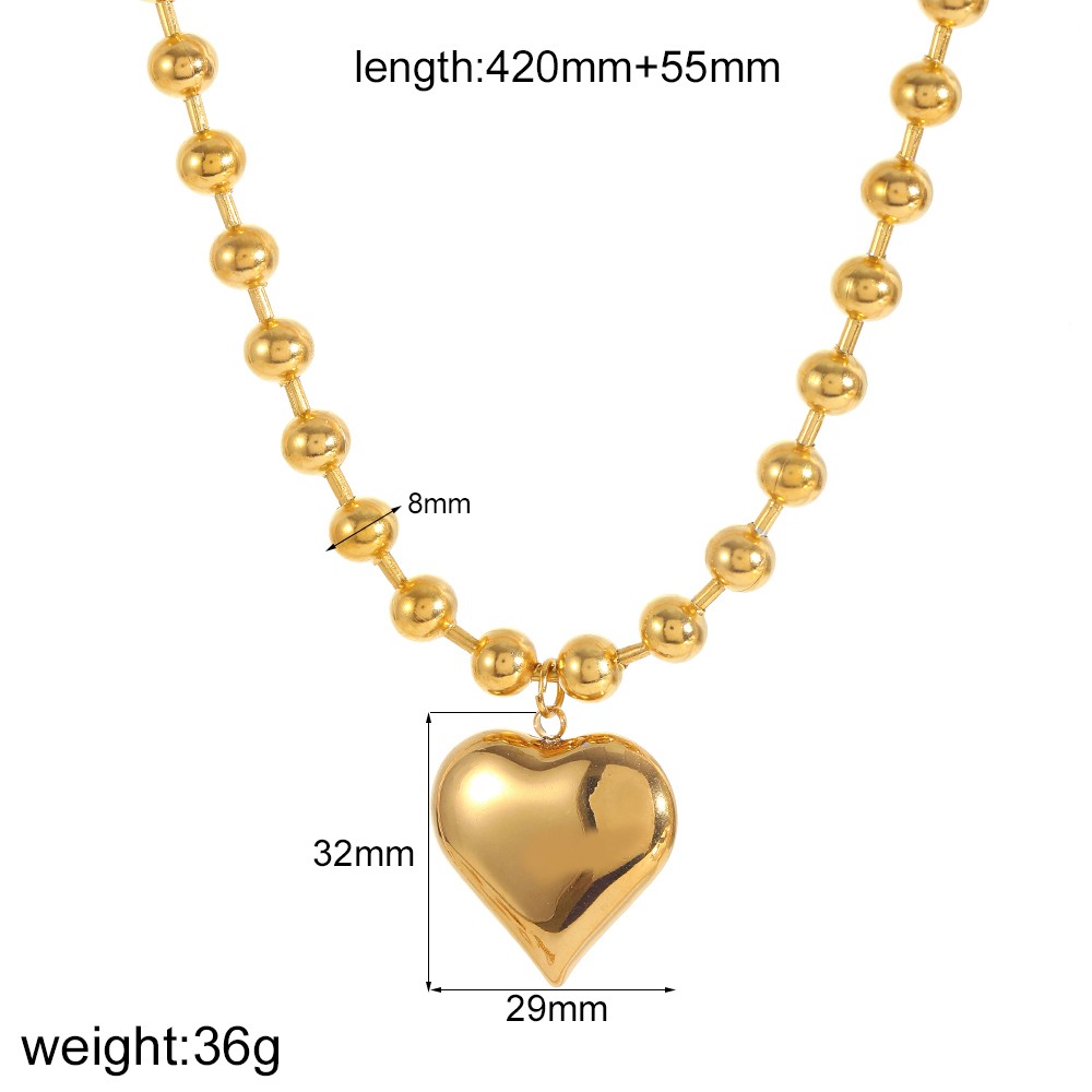 1 Piece Heart Stainless Steel Waterproof Gold Color  Pendant Necklace h5 