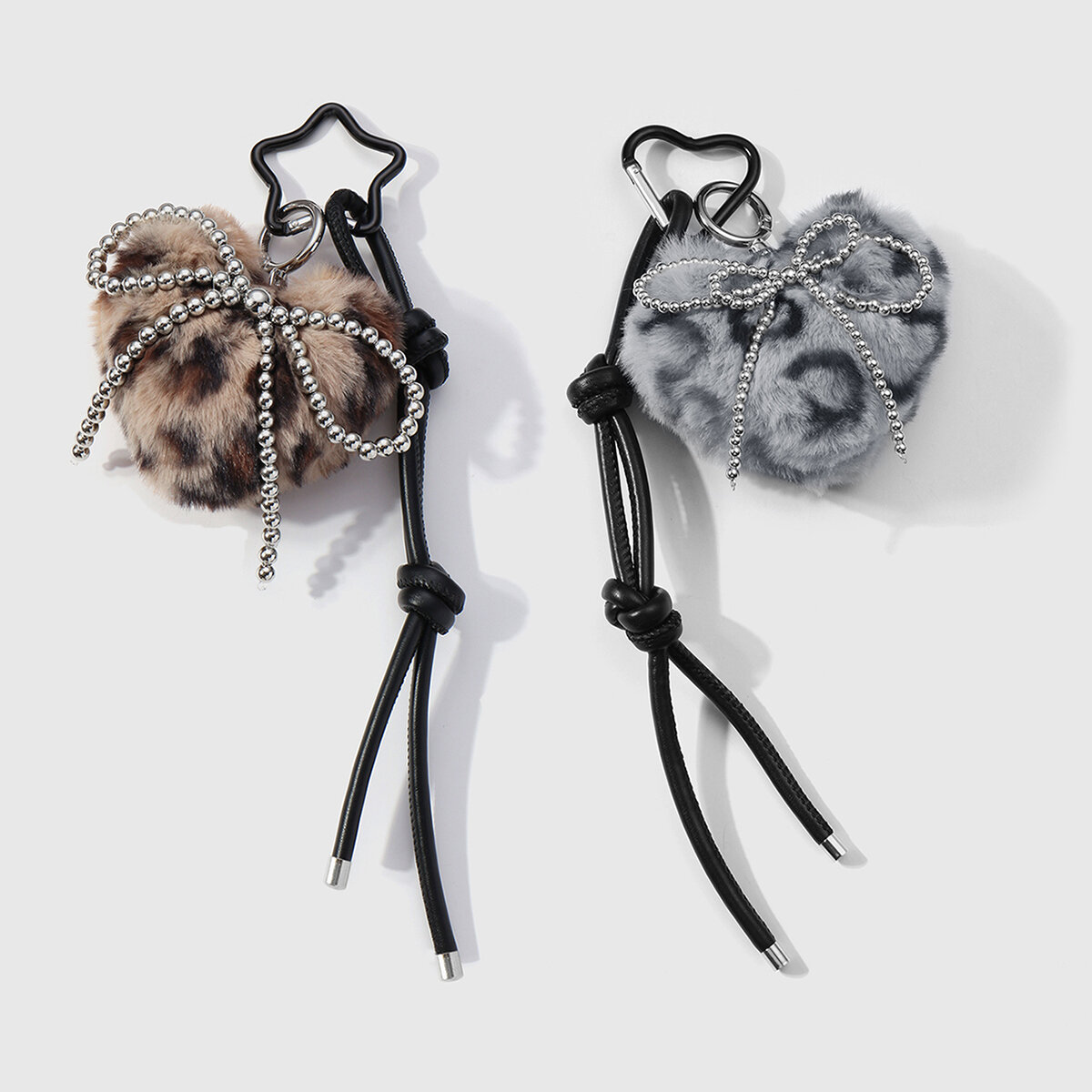 1 Piece Leopard Print Plush Heart Bag Charm