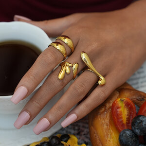 1 Piece Simple Daily Irregular Shape Stainless Steel Waterproof Gold Color Women's Statement Rings h5 Picture7