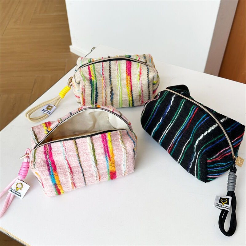 1 Piece Rainbow Stripes Color Blocking Women's Makeup Bags Picture3