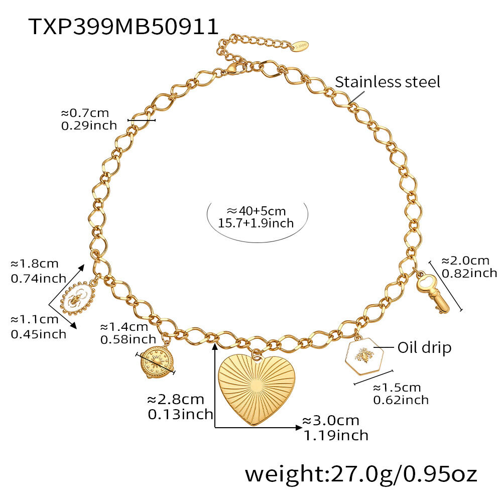 Shinning Series Heart Stainless Steel Waterproof Gold Color Women's Jewelry Sets