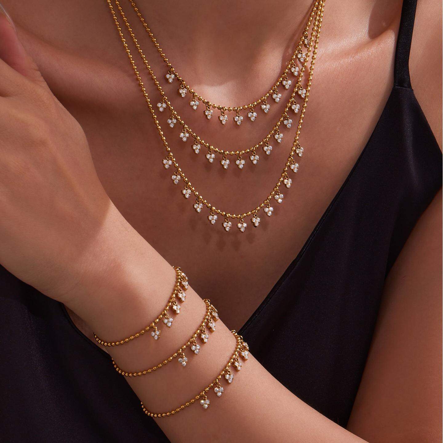 Romantic Heart Tassel Circle Stainless Steel Waterproof Gold Color Zircon Women's Jewelry Sets
