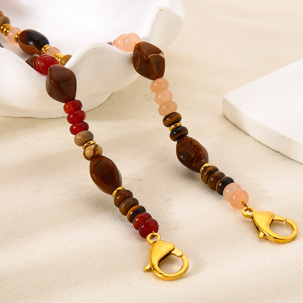 1 Piece Classic Retro Beads Acrylic   Gold Color  Women's Beaded Necklaces Picture7