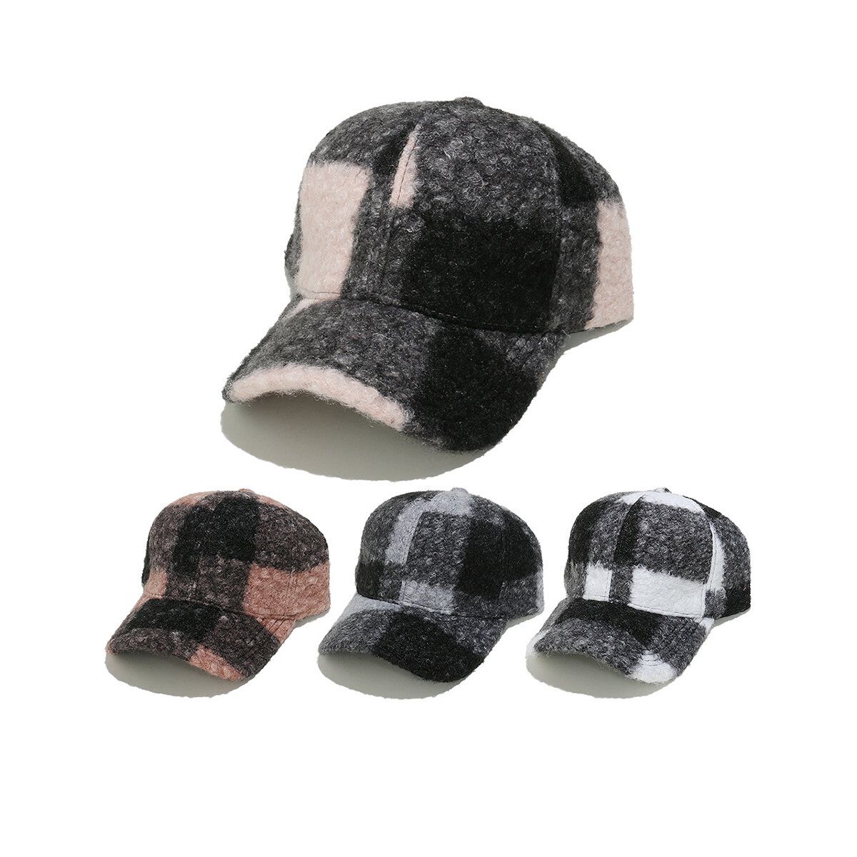 Cappellino da baseball casual a quadri da 1 pezzo
