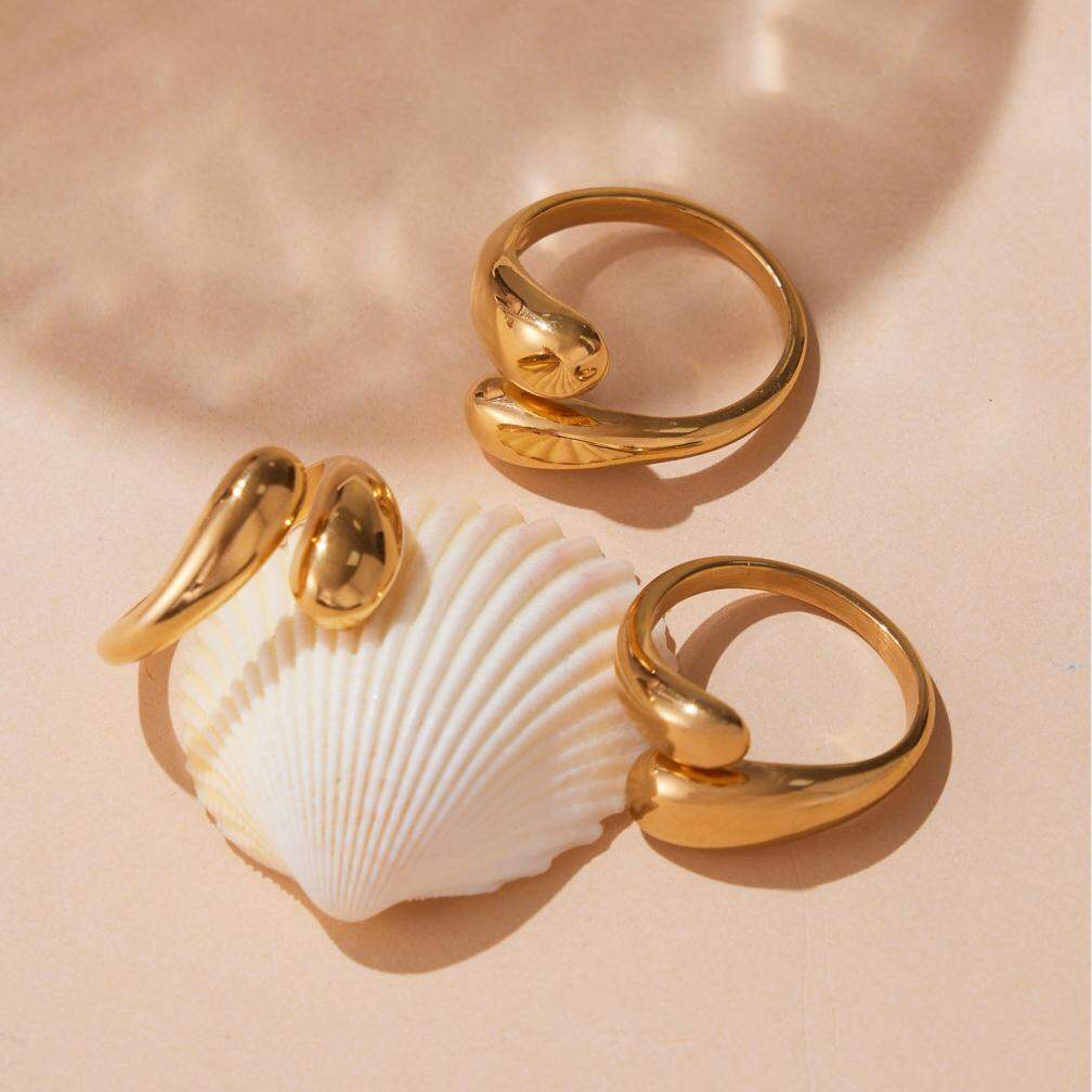 1 Piece Classic Irregular Shape Stainless Steel Waterproof Gold Color Statement Rings h5 Picture3