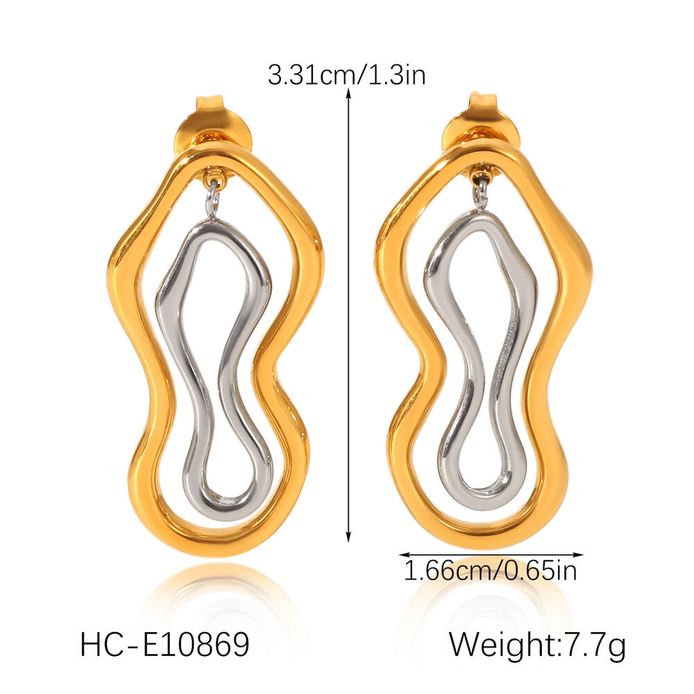 1 Pair Irregular Shape Mixed Color Stainless Steel Waterproof Stud Earrings Picture2
