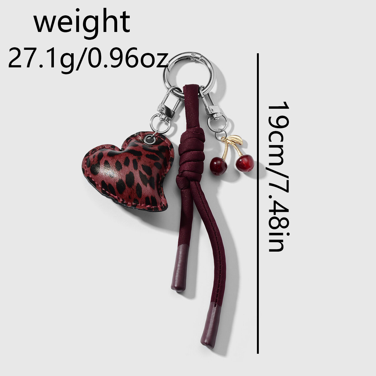 1 Piece Leather Heart Leopard Print Bag Charm h5 Picture2