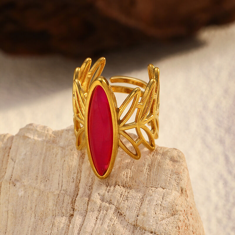 1 Piece Irregular Shape Stainless Steel Waterproof Gold Color Statement Ring Picture2