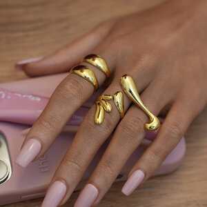 1 Piece Simple Daily Irregular Shape Stainless Steel Waterproof Gold Color Women's Statement Rings h5 Picture4