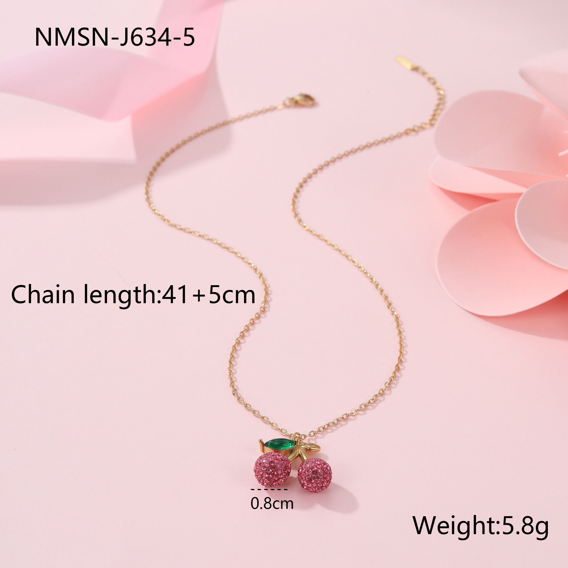 Nmsn-J634-5 Gold And Pink Diamond Necklace Picture3