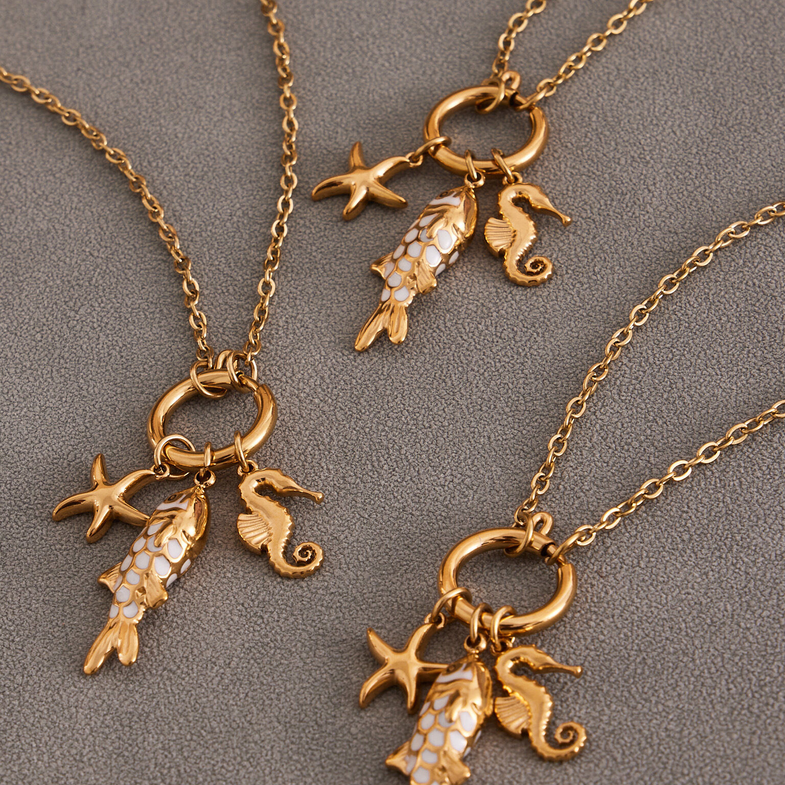 Ensembles de bijoux pour femmes en acier inoxydable, couleur or, représentant de magnifiques poissons 2