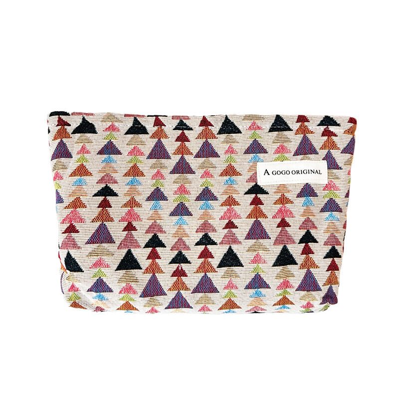 1 Piece Simple Series Retro Plaid Mixed Color Polyester Women's Makeup Bags h5Picture5