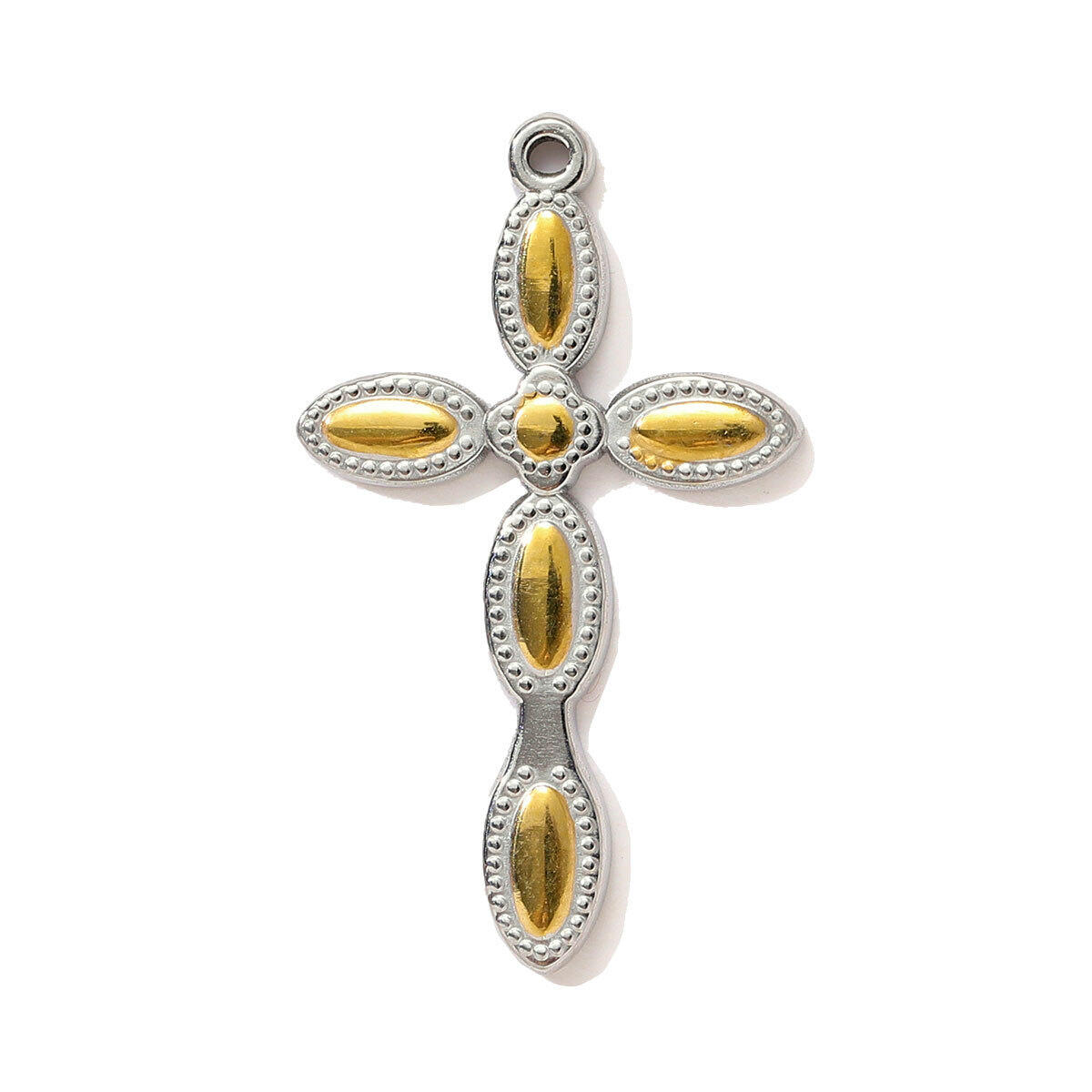 1 Piece Cross Mixed Gold Color And Silver Colors Stainless Steel Waterproof Women's Pendants 