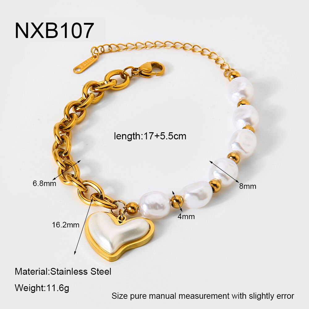 1 Piece  Sweet Irregular Shape Heart Chain Stainless Steel Waterproof  Women's Charm Bracelets 