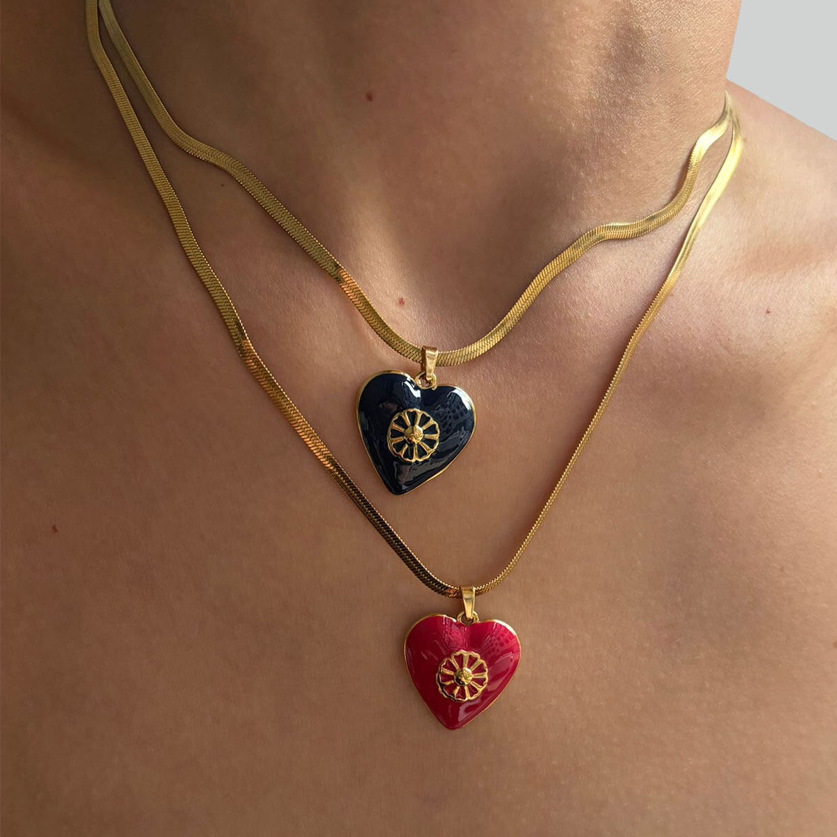 1 Piece Enamel Heart Stainless Steel Waterproof Gold Color Pendant Necklace h5 Picture3