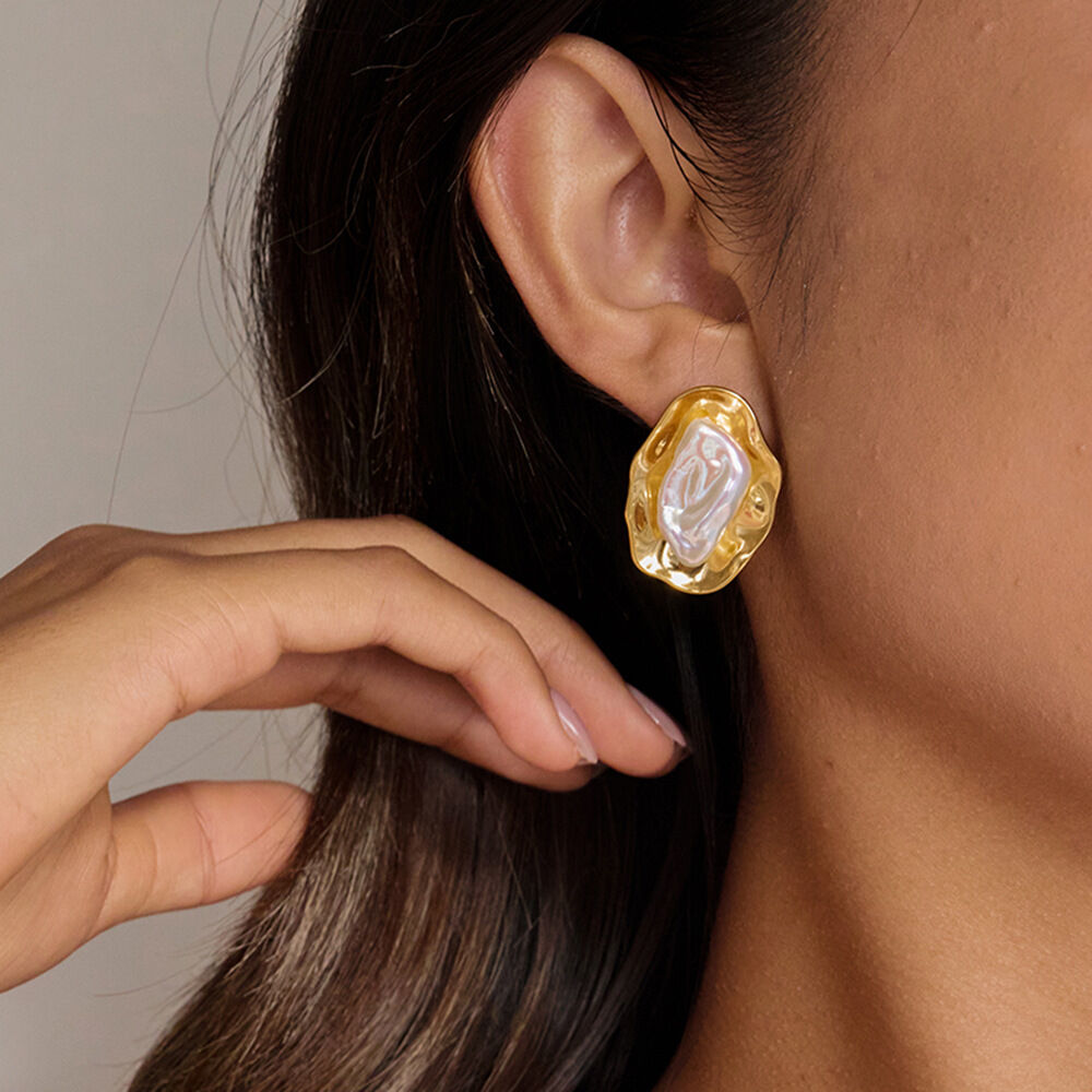 1 Paar elegante, unregelmäßig geformte, wasserdichte Ohrstecker aus Edelstahl in Goldfarbe für Damen 2