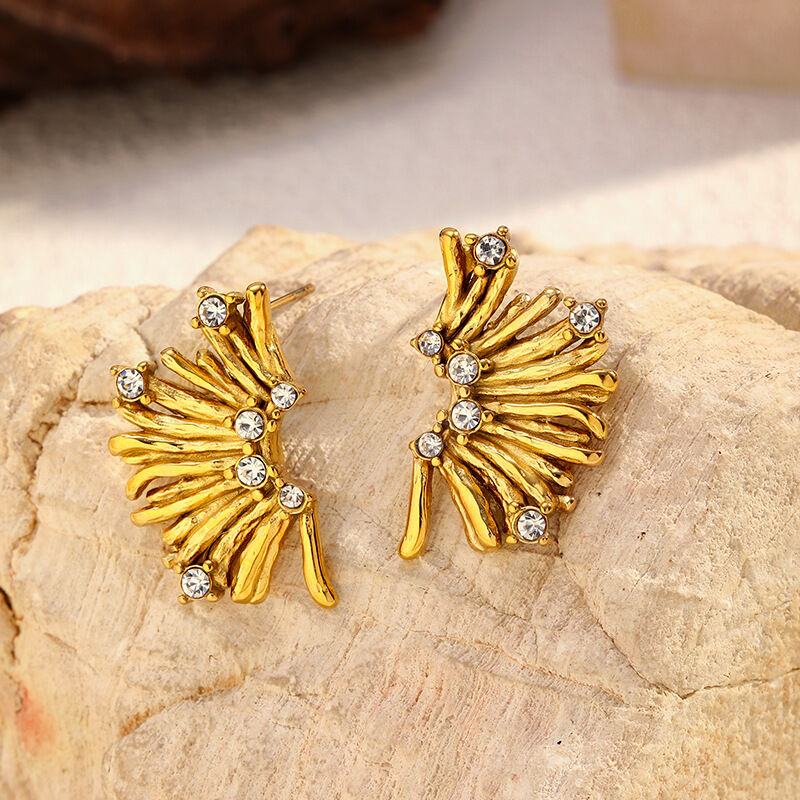 1 Pair Irregular Shape Stainless Steel Waterproof Gold Color Stud Earrings 2