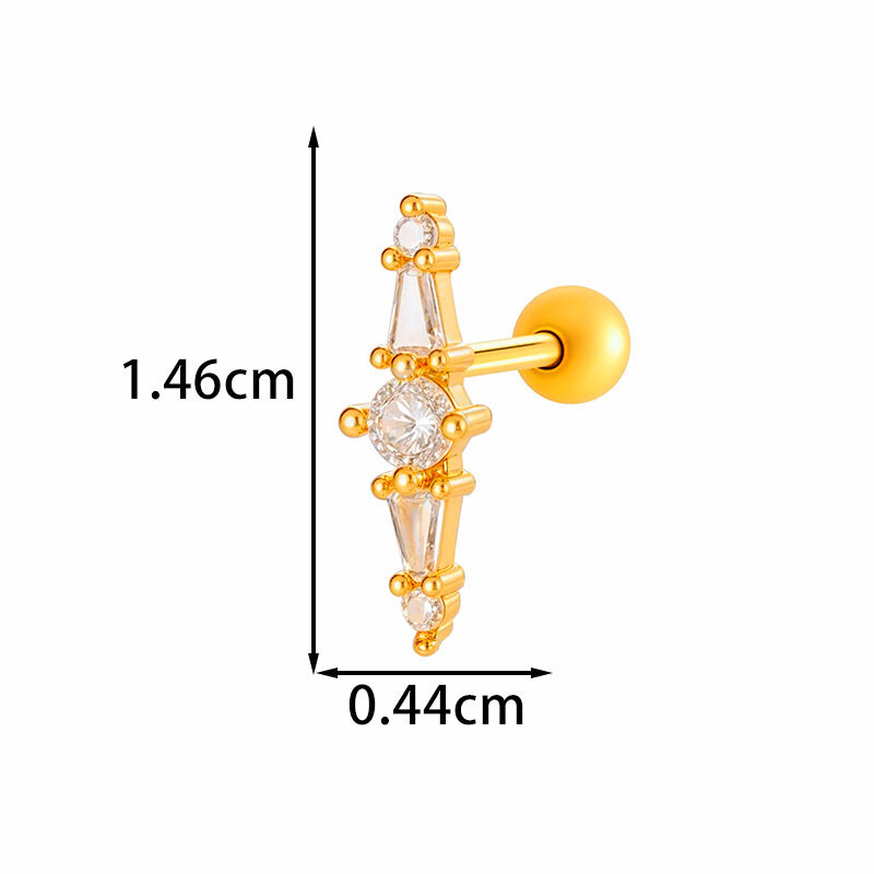 1 pezzo delicato fiore color rame oro zircone orecchini da donna piercing h5 Immagine2