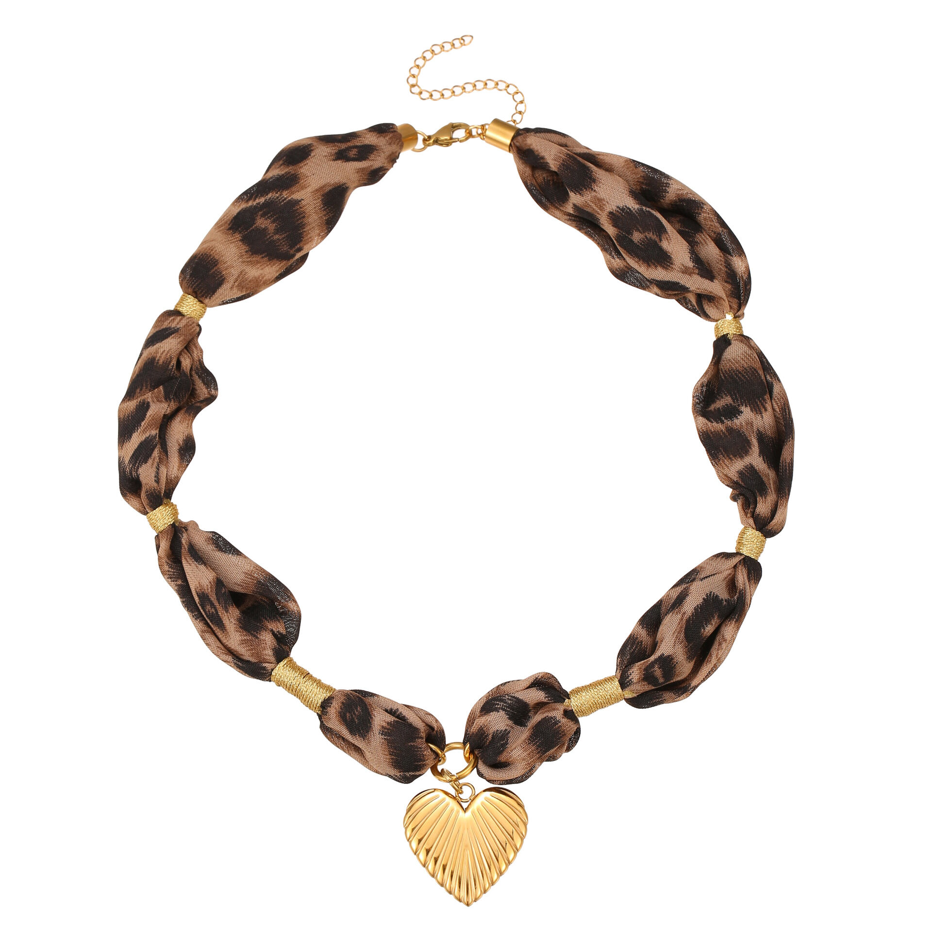 1 collar con colgante de acero inoxidable con estampado de leopardo y corazón, resistente al agua, color dorado, para mujer. h5 Imagen5