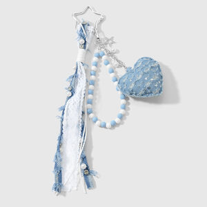 1 Piece Denim Heart with Plush Ball Bag Charm h5