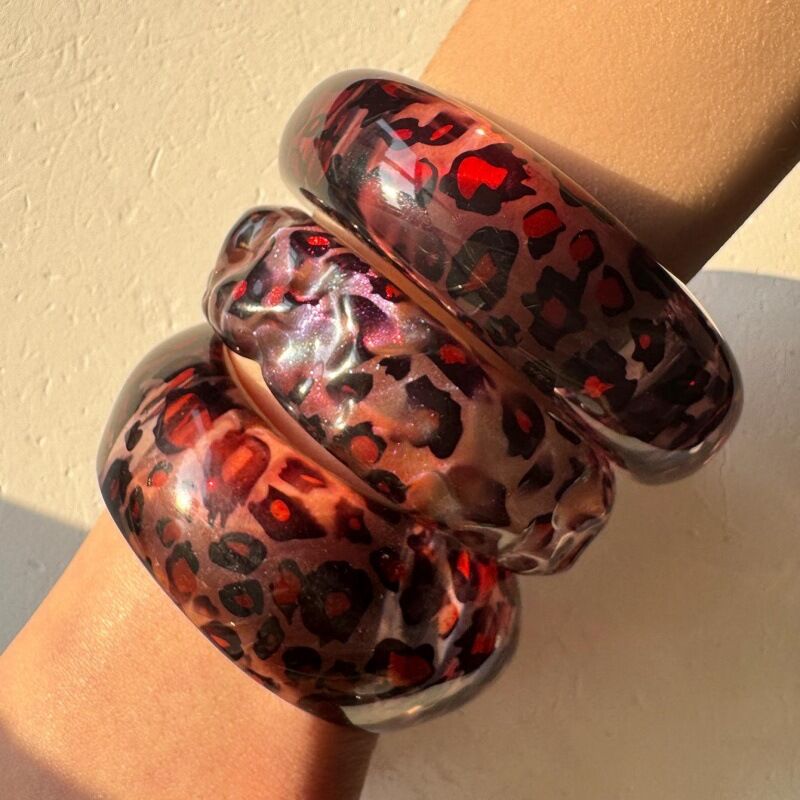 1 Piece Retro Leopard Print Resin Bangle Picture3