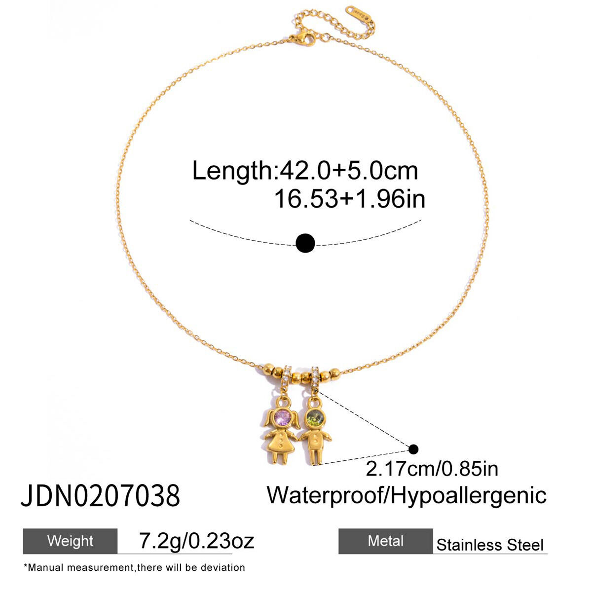 1 Piece Classic Children Stainless Steel Waterproof Gold Color Zircon Women's Pendant Necklaces h5 Picture2