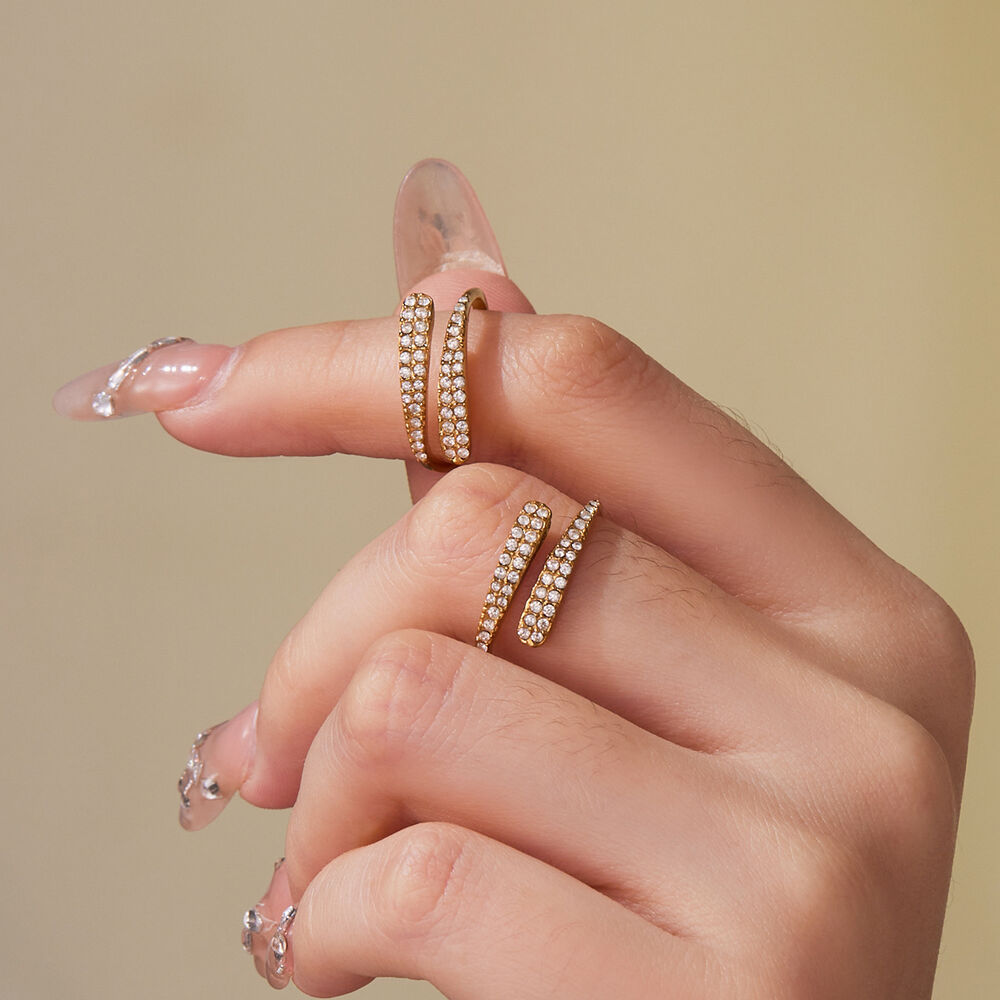 1 Piece Colorful Heart Stainless Steel Waterproof Gold Color Zircon Women's Gemstone Rings Picture3